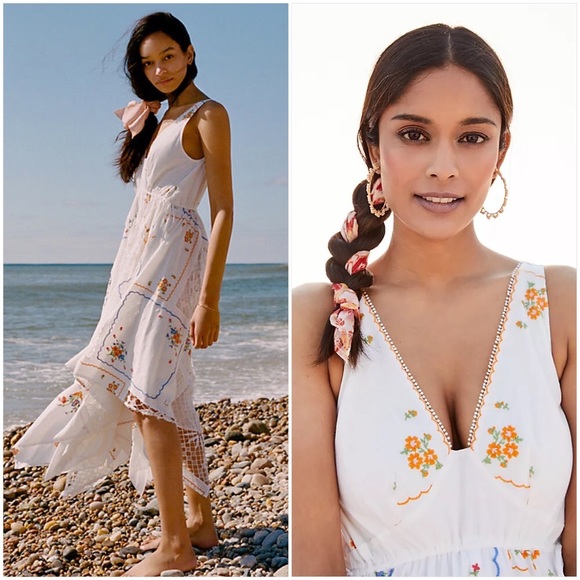 NWT ANTHROPOLOGIE EMBROIDERED PATCHWORK MAXI DRESS IN WHITE - Picture 8 of 8